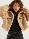 Tommy Jeans Faux Shearling Trucker Jacket - Beige, Brown, Size M, Women