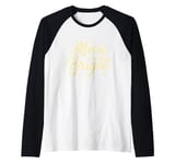 Merry and Bright Christmas Holiday Festive Xmas Stars Raglan Baseball Tee