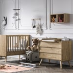 Vox Chambre Duo Vintage : Lit bébé Bois 70x140, commode en bois, plan à langer