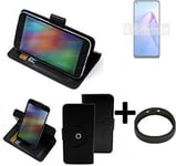 360° Case for Oppo Reno8 Z 5G + Bumper Wallet Case Universal black leatherette 