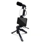 Mobile Phone Tripod Kit with Microphone LED Fill Vlog Video Making Kit for5894