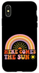 Coque pour iPhone X/XS Here Comes The Sun Style rétro arc-en-ciel