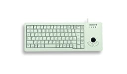 CHERRY XS Trackball Keyboard, disposition allemande, clavier QWERTZ, clavier filaire, clavier mécanique, mécanique ML, trackball optique avec deux boutons de souris, gris clair