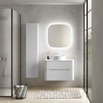 Ensemble salle de bains L. 84 cm meuble sous vasque + plan de toilette blanc mat Alba