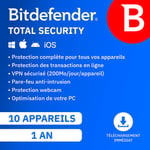 Bitdefender Total Security 2024 - 10 appareils - Renouvellement 1 an