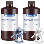 ANYCUBIC Upgraded Water Washable 3D Printer Resin, 405nm LCD UV-Curing Photopolymer Resin with High Precision and Low Shrinkage for 8K Capable LCD/DLP/SLA 3D Printing(Grey+White, 2kg)