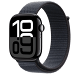 Apple Watch Series 10 (GPS) • Aluminiumboett gagatsvart, 46 mm • Sportloop svartlila