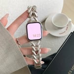 Lyxig kärleks hjärta metallrem för Apple Watch Band Ultra 44mm 45mm 41mm 40mm 49 Damarmband för iWatch Series 9 8 7 6 SE 5 3 Starlight Starlight 42mm 44mm 45mm 49mm