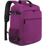 EZUOLA Sac a Dos Cabine Avion 40x20x25 pour Ryanair 20L Bagage Cabine Sous Siège Petit Sac de Voyase pour Femme Homme Sac à Dos Ordinateur Portable 14 Pouces avec USB Charging Port, Violet