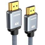 Câble HDMI 4K 2m Câble HDMI par Ethernet en Nylon Tressé Supporte 3D/Retour Audio-Cordon HDMI pour Lecteur Blu-Ray/PS3/PS4/TV 4K/Ecran