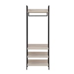 Industrial Open Wardrobe Clothes Rail Bedroom Storage Unit Shelves White Oak