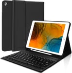 Étui Clavier Pour Ipad 9.7"", Ipad 6ème Géneration 2018/ Ipad 5ème 2017, Ipad Pro 9.7, Ipad Air 2/1, Azerty Français Clavier Bluetooth Amovible Détachable Avec Fente Pour Stylo, Noir