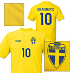 Sverige stil fotbollströja med Ibrahimovic 10 tryck t-shirt L