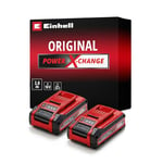 Original Einhell Batterie 3 Ah Power X-Change Plus (18 V, Lithium-ION, pour Tous Les appareils Power X-Change, contrôle de l’état de Charge, Twin-Pack, 2 Batteries 3 Ah incluses, sans Chargeur)