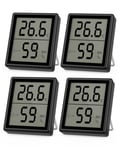 H10-4 Lot De 4 Thermomètres Hygromètres D'Intérieur Avec Écran Lcd Numérique Pour L'Intérieur, Le Salon, La Chambre De Bébé, Le Bureau (Noir)