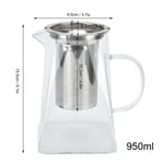 Transparent Glass Teapot With Removable 304 Stainless Steel Filter Tea Kettle Fo