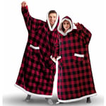 Freosen - Plaid à Capuche Long Adulte Plaid Pull Couverture Canapé Polaire avec Manche Fermeture Femme Homme avec Poches tv Hiver 150 x 80 cm