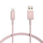 Amazon Basics Nylon Braided Lightning to USB A Cable - MFi Certified iPhone Charger, Rose Gold, 0.9 m (2-Pack)