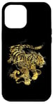 Coque pour iPhone 14 Pro Max Gold Tiger Encre d'art asiatique traditionnelle Tigre doré