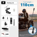 Tapez F bâton de Selfie Invisible pour moto Insta 360 One X3, caméra GoPro 360 X2 avec fixation au guidon