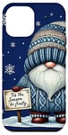 Coque pour iPhone 12 Pro Max Blue Snowflake Pattern For Women And Men Funny Winter Gnome