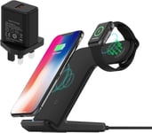 Chargeur Induction, Chargeur Sans Fil 2 En 1, Chargement Sans Fil Rapide, Station De Chargement Qi Pour Iphone 14 13 12 Pro Max 11 Xr Xs Apple Watch 2-7 (Avec Adaptateur Qc3.0), Noir.[G1822]