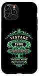 Coque pour iPhone 11 Pro Vintage 1980, édition LTD, vert, pièces originales d'anniversaire