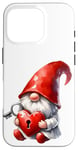 Coque pour iPhone 16 Pro Love Gnome And Red Heart Lock With Key For Valentines Day