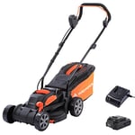 Yard Force 20V 33cm Cordless Lawnmower with 4.0Ah Lithium-Ion Battery & Quick Charger - LM C33B