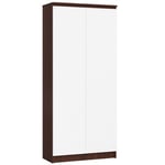 Bibliothèque de bureau Armoire AKORD R80 Wengé 80 cm 2 portes façade Blanche 8 étagères 80x35x180 cm