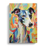 Whippet Hard Edge Painting Art Canvas Print for Living Room Bedroom Home Office Décor, Wall Art Picture Ready to Hang, 30x20 Inch (76x50 cm)