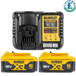 Dewalt Genuine DCB184 18V 5.0Ah Li-Ion Battery Twin Pack With Charger