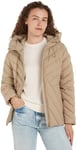 Tommy Hilfiger Women's Down Jacket with Hood, Beige (Beige), XXL