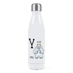 Letter Y Is For Yeti Double Wall Water Bottle Funny Alphabet Animal Thermal