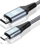 Câble Usb C Vers Hdmi 4K 3M,[Compatible Thunderbolt 3] Câble Usb Type C Vers Hdmi, Nylon Braided Compatible Avec I Phone 16 15 Pro Max,Macbook Pro/Ipad Pro/Air,Samsung Galaxy S24/S[CAB130568]