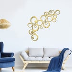 (Golden)2 Set 3D Circle Wall Sticker Mirror Surface Removable Acrylic For New GB