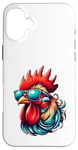 Coque pour iPhone 16 Plus Lunettes de soleil rétro vintage en forme de coq