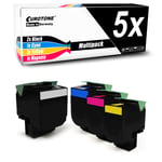 5x Toner for Lexmark CS317-dn CS-517-de CX-417-de 3K Black + 2.3K CMY