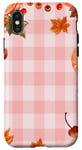 Coque pour iPhone X/XS Rose Vintage Carreaux Feuilles Automne Citrouille Épices Récolte