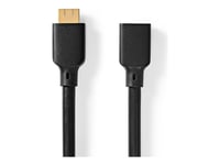 Nedis - Ultra High Speed - Hdmi-Förlängningskabel Med Ethernet - Hdmi Hane Till Hdmi Hona - 2 M - Skärmad - Svart - Rund, 4K120hz Stöd, 8K60hz Stöd, Up To 48 Gbps Data Transfer Rate