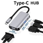 Adaptateur USB C Type C vers HDMI Compatible 4K,Convertisseur Vidéo VGA USB3.0 PD 100W,Chargeur Rapide pour Macbook Pro Samsung S9 S10 - Type 4 in 1 100w