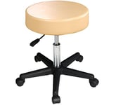 Master Massage Beauty Rolling Stool Swivel Hydraulic Massage Stool Office Chair Beauty Chair, Cream Luster