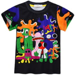 Rainbow Friends 3D-tryck T-shirt med korta ärmar, sommartröja med rund hals för barn och ungdomar, pojkar, 7-8 år