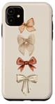 Coque pour iPhone 11 Nœuds esthétiques beige marron coquette beige fille femme