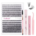 Fadlash Cluster Lashes Kit 0.07 D Curl 30+40D Mix8-16mm Natural Individual Eyelashes DIY Lash Extension Kit With Eyebrow Brush Eyelash Bond And Seal With Lash Adhesive Remover And Tweezers