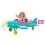 Barbie Coffret Chelsea Peut Être... avec Poupée Pilote Chelsea et 1 Avion 2 Places, 7 Accessoires Dont 1 Chiot Inclus, Thème Voyage, À Collectionner, Jouet Enfant, A Partir De 3 Ans, HTK38