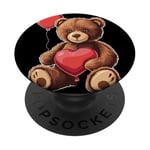 Ours en peluche coeur amour joyeux Saint-Valentin PopSockets PopGrip Adhésif