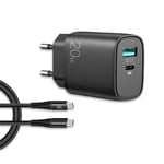 SiGN Extreme Hurtiglader for Samsung USB & USB-C 20W med USB-C kabel - Svart