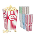 Relaxdays Sachets de Pop-Corn, Lot de 50, à Rayures, rétro, cinéma, Accessoires pour soirée Film, Carton, Multicolore