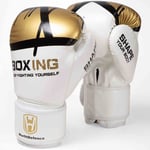 WOSWEIR 1 par 12oz Boxningshandskar Kickboxning Träning för vuxna - Vit/Guld